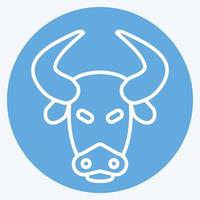 Icon Bison. related to Animal Head symbol. blue eyes style. simple design editable. simple illustration. cute. education vector