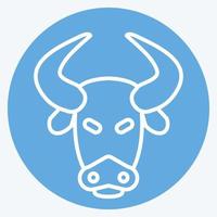 Icon Bison. related to Animal Head symbol. blue eyes style. simple design editable. simple illustration. cute. education vector