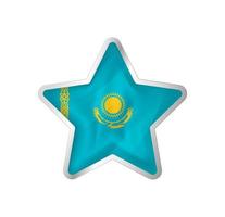 Kazakhstan flag in star. Button star and flag template. Easy editing and vector in groups. National flag vector illustration on white background.