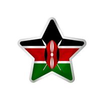 Kenya flag in star. Button star and flag template. Easy editing and vector in groups. National flag vector illustration on white background.