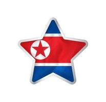 North Korea flag in star. Button star and flag template. Easy editing and vector in groups. National flag vector illustration on white background.