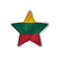 Lithuania flag in star. Button star and flag template. Easy editing and vector in groups. National flag vector illustration on white background.