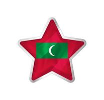 Maldives flag in star. Button star and flag template. Easy editing and vector in groups. National flag vector illustration on white background.