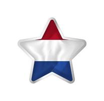 Netherlands flag in star. Button star and flag template. Easy editing and vector in groups. National flag vector illustration on white background.