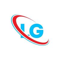 logotipo de LG. diseño de LG. letra lg azul y roja. diseño de logotipo de letra lg. letra inicial lg círculo vinculado logotipo de monograma en mayúsculas. vector