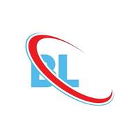 BL logo. BL design. Blue and red BL letter. BL letter logo design. Initial letter BL linked circle uppercase monogram logo. vector