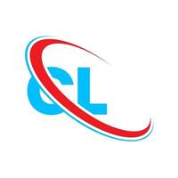 logotipo cl. diseño cl. letra cl azul y roja. diseño de logotipo de letra cl. letra inicial cl logotipo del monograma en mayúsculas del círculo vinculado. vector