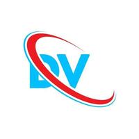 logotipo de dv. diseño dv letra dv azul y roja. diseño del logotipo de la letra dv. letra inicial dv círculo vinculado logotipo de monograma en mayúsculas. vector