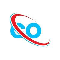 logotipo de co. codiseño. letra co azul y roja. diseño del logotipo de la letra co. letra inicial co círculo vinculado logotipo de monograma en mayúsculas. vector