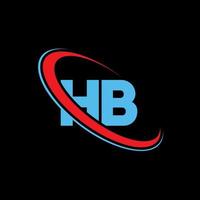 HB logo. HB design. Blue and red HB letter. HB letter logo design. Initial letter HB linked circle uppercase monogram logo. vector