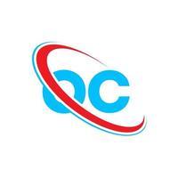 OC logo. OC design. Blue and red OC letter. OC letter logo design. Initial letter OC linked circle uppercase monogram logo. vector