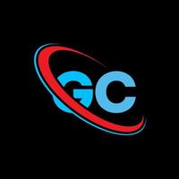 GC logo. GC design. Blue and red GC letter. GC letter logo design. Initial letter GC linked circle uppercase monogram logo. vector
