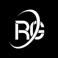logotipo de RG. diseño RG. letra rg blanca. diseño de logotipo de letra rg. letra inicial rg círculo vinculado logotipo de monograma en mayúsculas. vector
