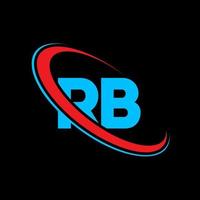logotipo de rb. diseño rb. letra rb azul y roja. diseño del logotipo de la letra rb. letra inicial rb círculo vinculado logotipo de monograma en mayúsculas. vector
