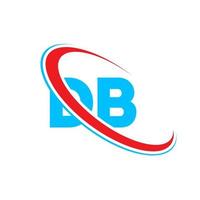 logotipo de la base de datos. diseño de base de datos. letra db azul y roja. diseño del logotipo de la letra db. letra inicial db círculo vinculado en mayúsculas logotipo del monograma. vector