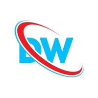 DW logo. DW design. Blue and red DW letter. DW letter logo design. Initial letter DW linked circle uppercase monogram logo. vector