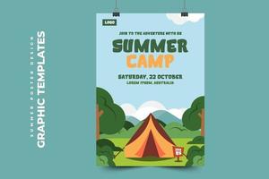 plantilla gráfica de campamento de verano fácil de personalizar diseño simple y elegante vector