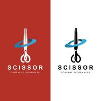 Barber tool scissors logo icon background symbol vector