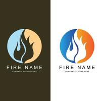 red smoldering fire icon vector logo, classic retro design