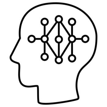 robot cerebro red de neuronas inteligentes artificiales. dibujo de icono de línea simple para diseño de concepto de tecnología robótica y ai vector