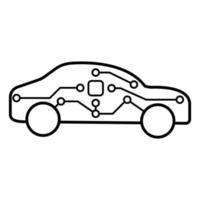 coche inteligente impulsado por inteligencia artificial. diseño de dibujo de icono simple del concepto de inteligencia artificial en tecnología de transporte vector