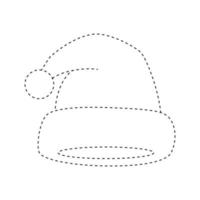 Santa Hat tracing worksheet for kids vector