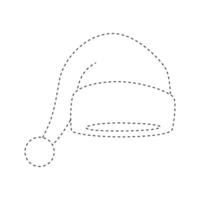 Santa Hat tracing worksheet for kids vector