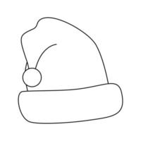 página para colorear con gorro de Papá Noel para niños vector