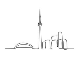 A view of Skyline Continuous one line drawing. Vector illustration for travel and tourism concept design