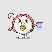 cartoon Rice sushi rolls sashimi checklist note vector