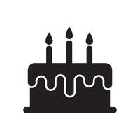 Ilustración de vector de icono de pastel de cumpleaños, pastel de cumpleaños con ilustración de vector de vela