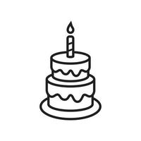Ilustración de vector de icono de pastel de cumpleaños, pastel de cumpleaños con ilustración de vector de vela