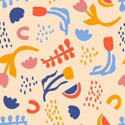 Colorful abstract hand drawn aesthetic floral illustration pattern. Botanical retro concept template perfect for postcards, wrapping paper, banner, background etc.