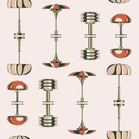 Vintage lamps retro style vector pattern illustration