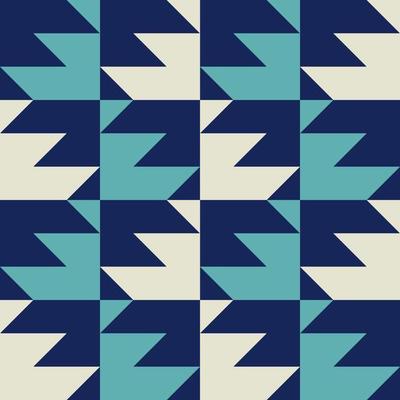 Abstract geometric pattern. Abstract geometric triangular zigzag in square shape blue-white color seamless pattern background. Use for fabric, textile, interior decoration elements, wrapping.