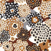 patrón floral abstracto sin fisuras con flores, puntos, hojas. pétalos punteados que fluyen caóticos. fondo de mosaico con estilo artístico. vector