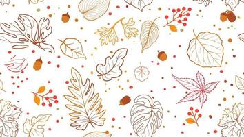 Autumn leaves seamless pattern. Season floral horizontal wallpaper. Fall leaf nature background. vector