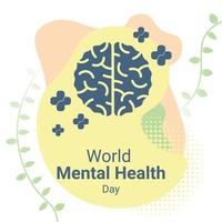 conmemorando el día mundial de la salud mental, con el concepto de regeneración del cerebro debido al estrés y la depresión vector