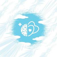 commemorating world mental health day, with the concept of brain hearth and plant vector
