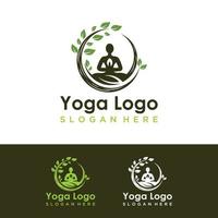 vector de logotipo de hoja de yoga monoline abstracto