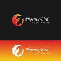 Phoenix logo template, fire bird vector