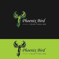 Phoenix logo template, fire bird vector