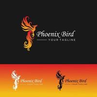 Phoenix logo template, fire bird vector