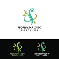human with leaf nature logo for spa logo template