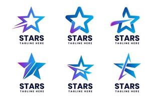 Modern Gradient Logo Stars Set Collection vector