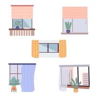 Set of office windows in the interior vector