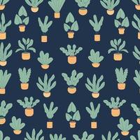 seamless pattern with beautiful houseplants vector
