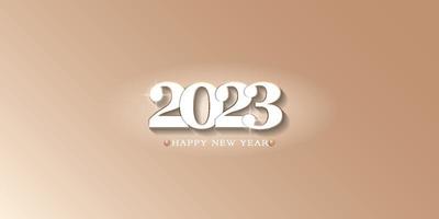 feliz año nuevo 2023 vector fondo dorado con ilustración de números blancos