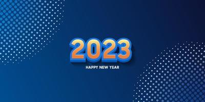 2023 numbers design happy new year 2023 3d numbers and halftone background vector