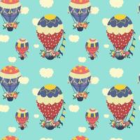 Balloon and sheep clouds. seamless pattern. children's print vector